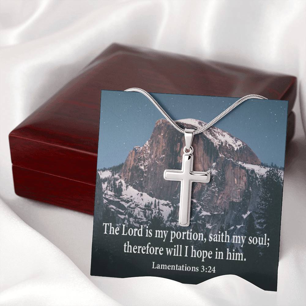 Scripture Card Lamentations 32:4 Cross Card Necklace w Stainless Steel Pendant Religious Gift-Express Your Love Gifts