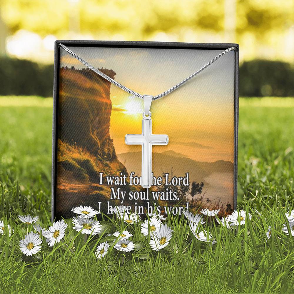 Scripture Card My Soul Waits Inspirational Cross Card Necklace w Stainless Steel Pendant Religious Gift-Express Your Love Gifts