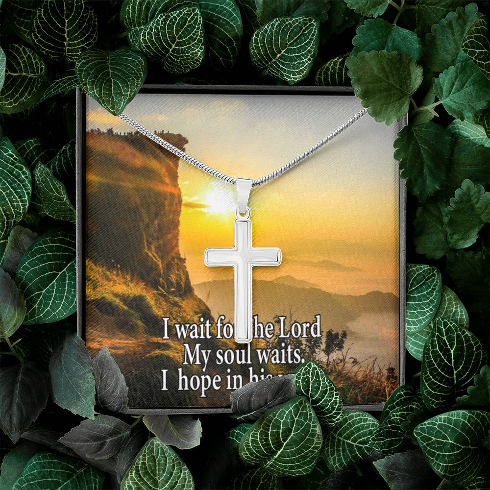 Scripture Card My Soul Waits Inspirational Cross Card Necklace w Stainless Steel Pendant Religious Gift-Express Your Love Gifts