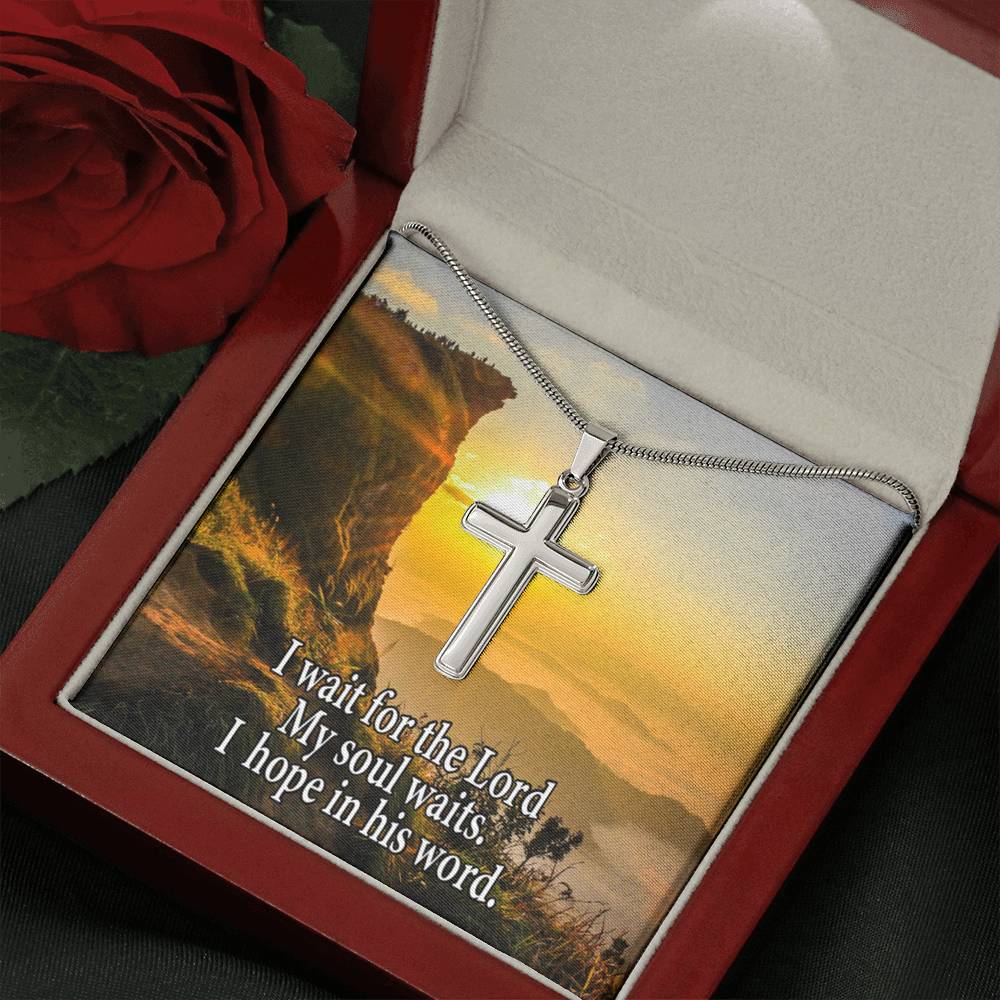 Scripture Card My Soul Waits Inspirational Cross Card Necklace w Stainless Steel Pendant Religious Gift-Express Your Love Gifts