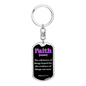Scripture Necklace Faith Defined Hebrews Purple Swivel Keychain Dog Tag Stainless Steel or 18k Gold-Express Your Love Gifts