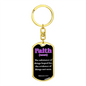 Scripture Necklace Faith Defined Hebrews Purple Swivel Keychain Dog Tag Stainless Steel or 18k Gold-Express Your Love Gifts