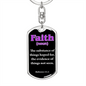 Scripture Necklace Faith Defined Hebrews Purple Swivel Keychain Dog Tag Stainless Steel or 18k Gold-Express Your Love Gifts