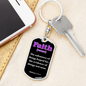 Scripture Necklace Faith Defined Hebrews Purple Swivel Keychain Dog Tag Stainless Steel or 18k Gold-Express Your Love Gifts