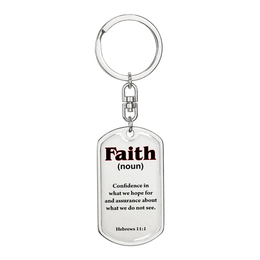 Scripture Necklace Faith Defined Hebrews Swivel Keychain Dog Tag Stainless Steel or 18k Gold-Express Your Love Gifts
