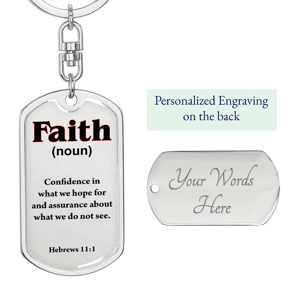 Scripture Necklace Faith Defined Hebrews Swivel Keychain Dog Tag Stainless Steel or 18k Gold-Express Your Love Gifts