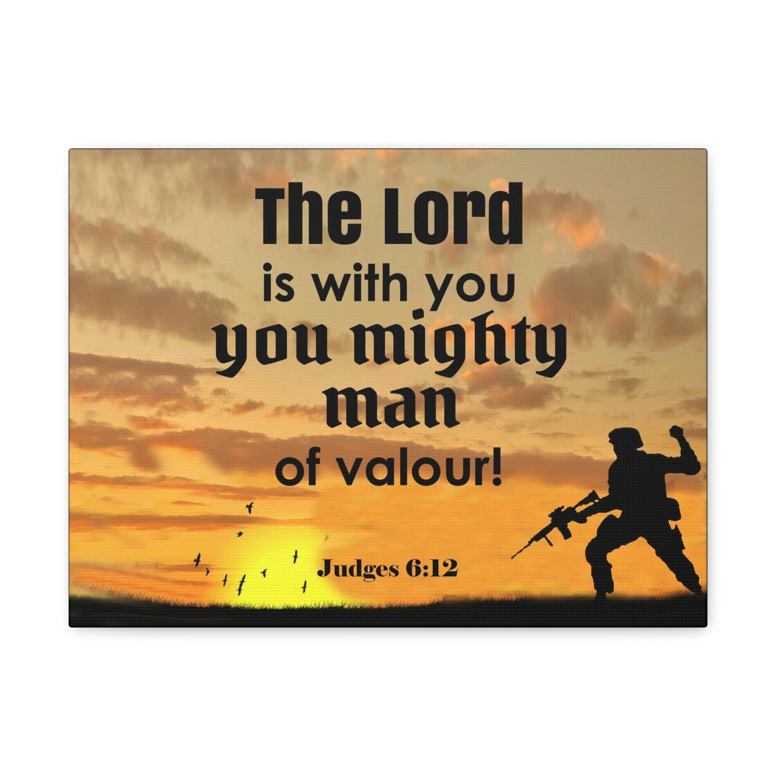Scripture Wall Lord is with You Judges 6:12 Bible Canvas Christian Wall Art Ready to Hang Unframed-Express Your Love Gifts