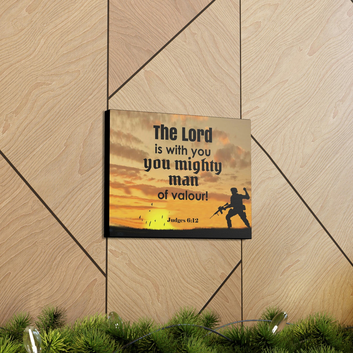 Scripture Wall Lord is with You Judges 6:12 Bible Canvas Christian Wall Art Ready to Hang Unframed-Express Your Love Gifts