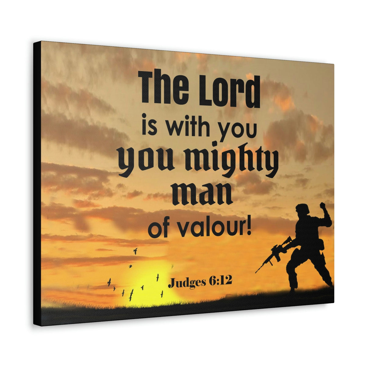 Scripture Wall Lord is with You Judges 6:12 Bible Canvas Christian Wall Art Ready to Hang Unframed-Express Your Love Gifts