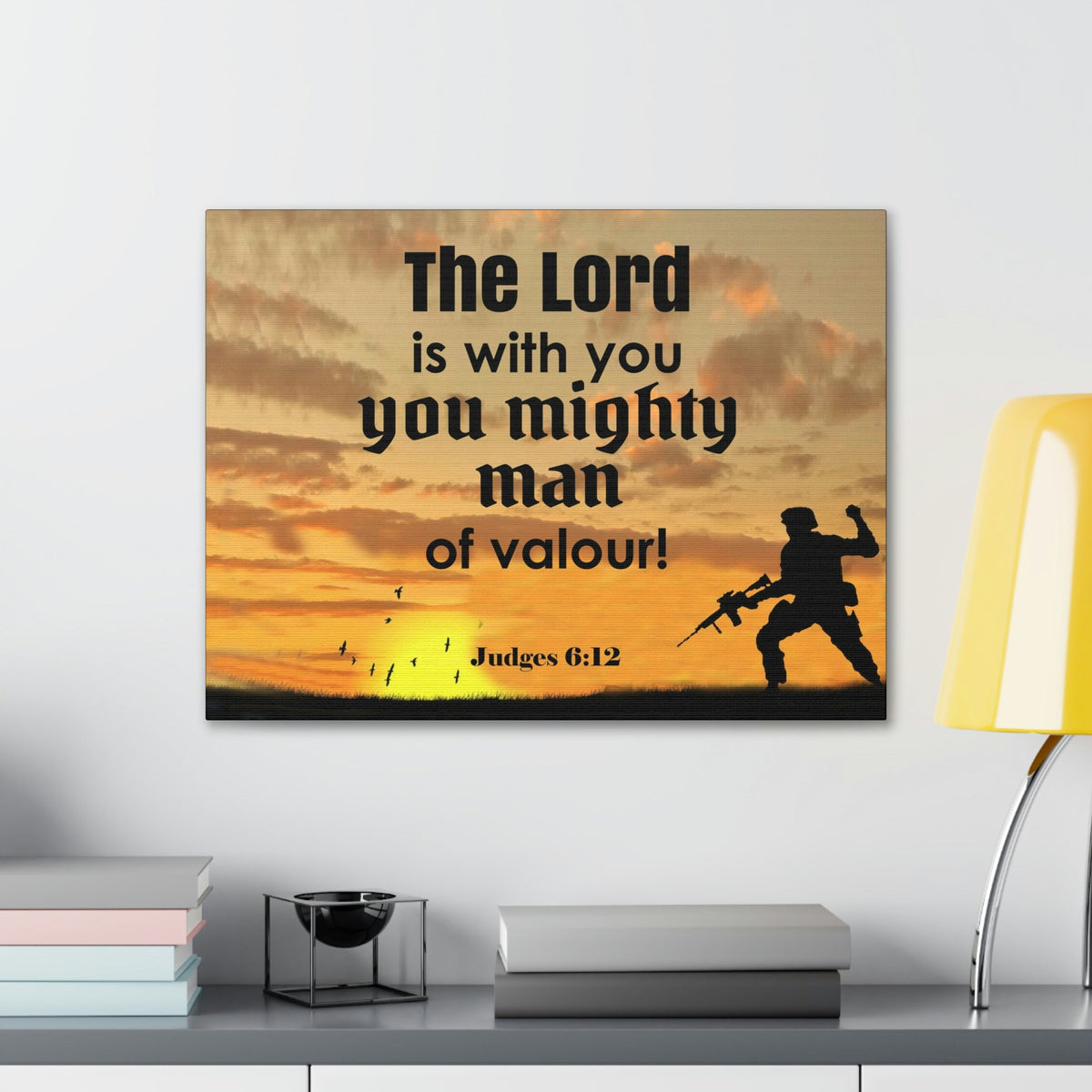 Scripture Wall Lord is with You Judges 6:12 Bible Canvas Christian Wall Art Ready to Hang Unframed-Express Your Love Gifts