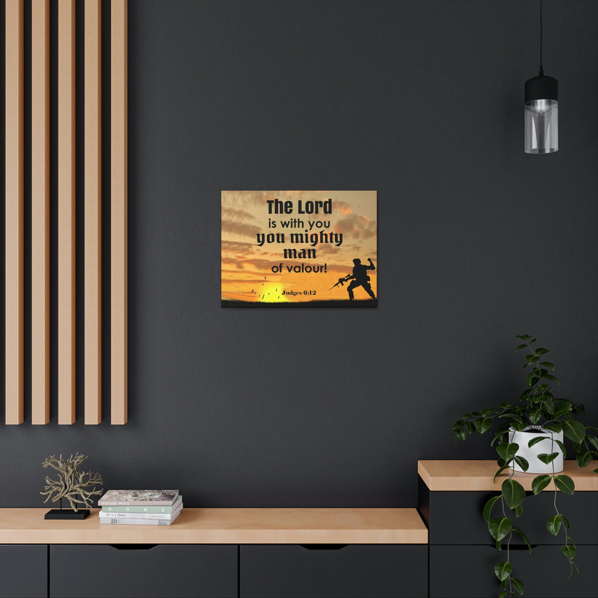 Scripture Wall Lord is with You Judges 6:12 Bible Canvas Christian Wall Art Ready to Hang Unframed-Express Your Love Gifts