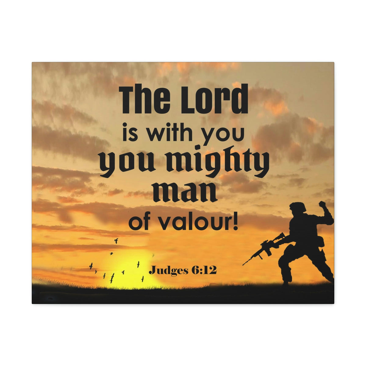 Scripture Wall Lord is with You Judges 6:12 Bible Canvas Christian Wall Art Ready to Hang Unframed-Express Your Love Gifts