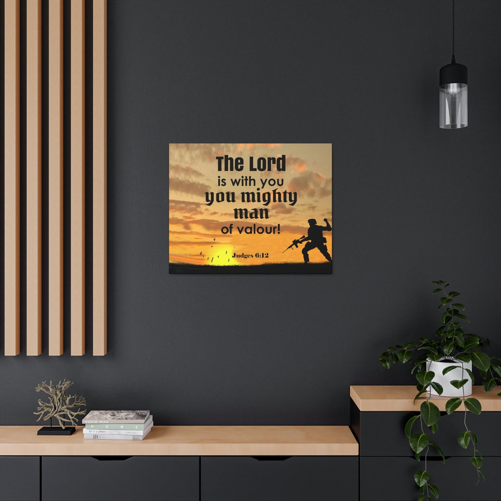 Scripture Wall Lord is with You Judges 6:12 Bible Canvas Christian Wall Art Ready to Hang Unframed-Express Your Love Gifts
