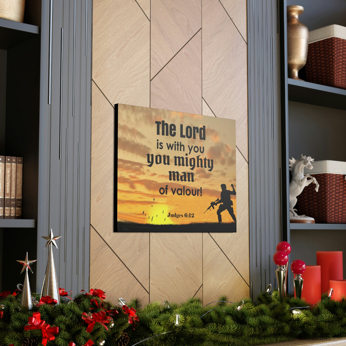 Scripture Wall Lord is with You Judges 6:12 Bible Canvas Christian Wall Art Ready to Hang Unframed-Express Your Love Gifts