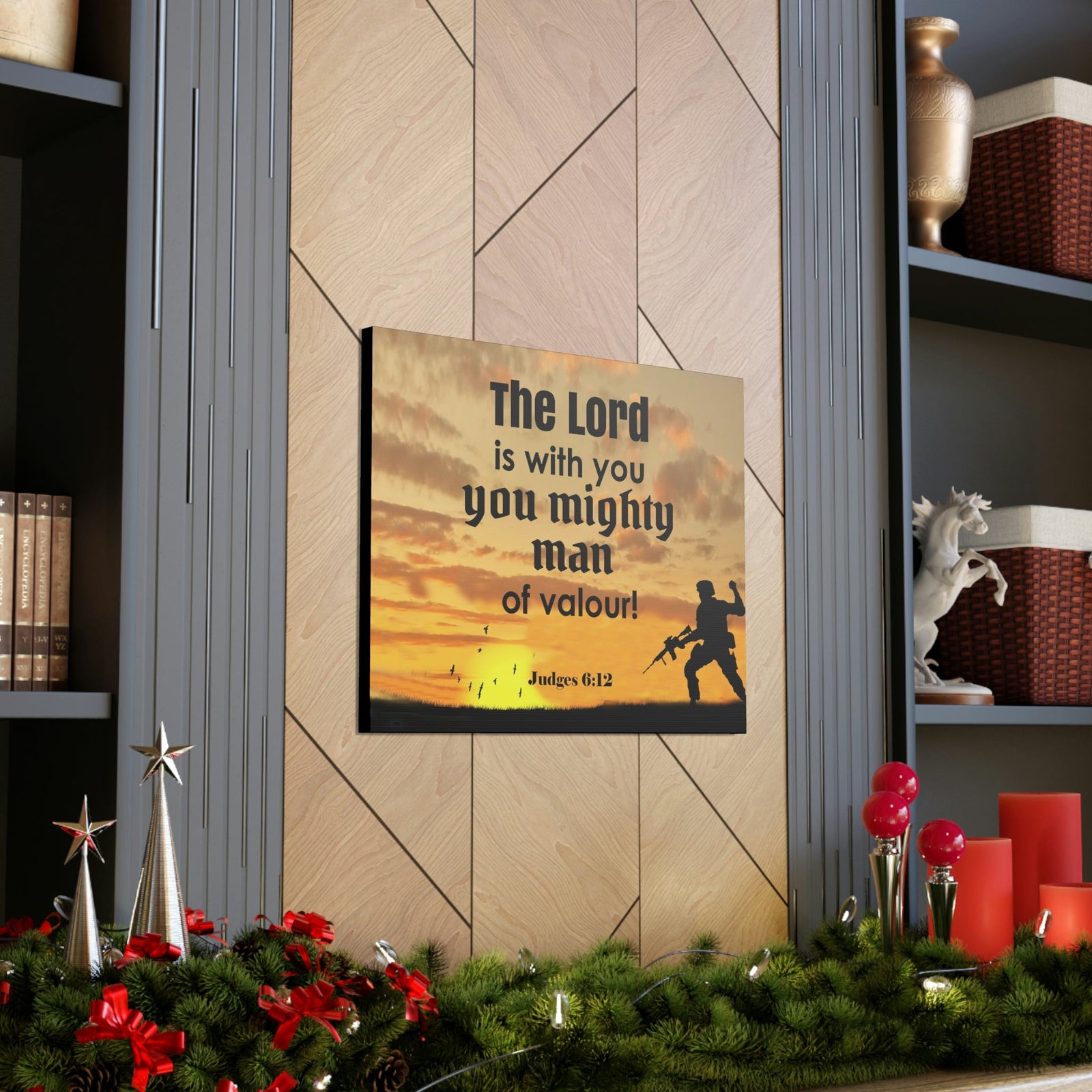 Scripture Wall Lord is with You Judges 6:12 Bible Canvas Christian Wall Art Ready to Hang Unframed-Express Your Love Gifts