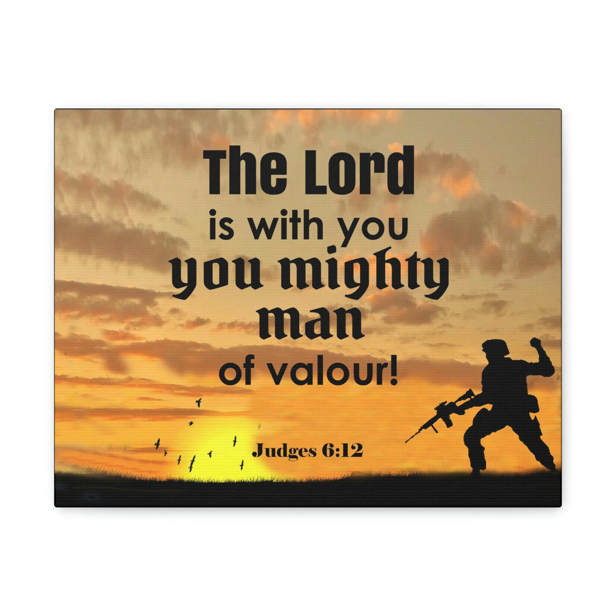 Scripture Wall Lord is with You Judges 6:12 Bible Canvas Christian Wall Art Ready to Hang Unframed-Express Your Love Gifts