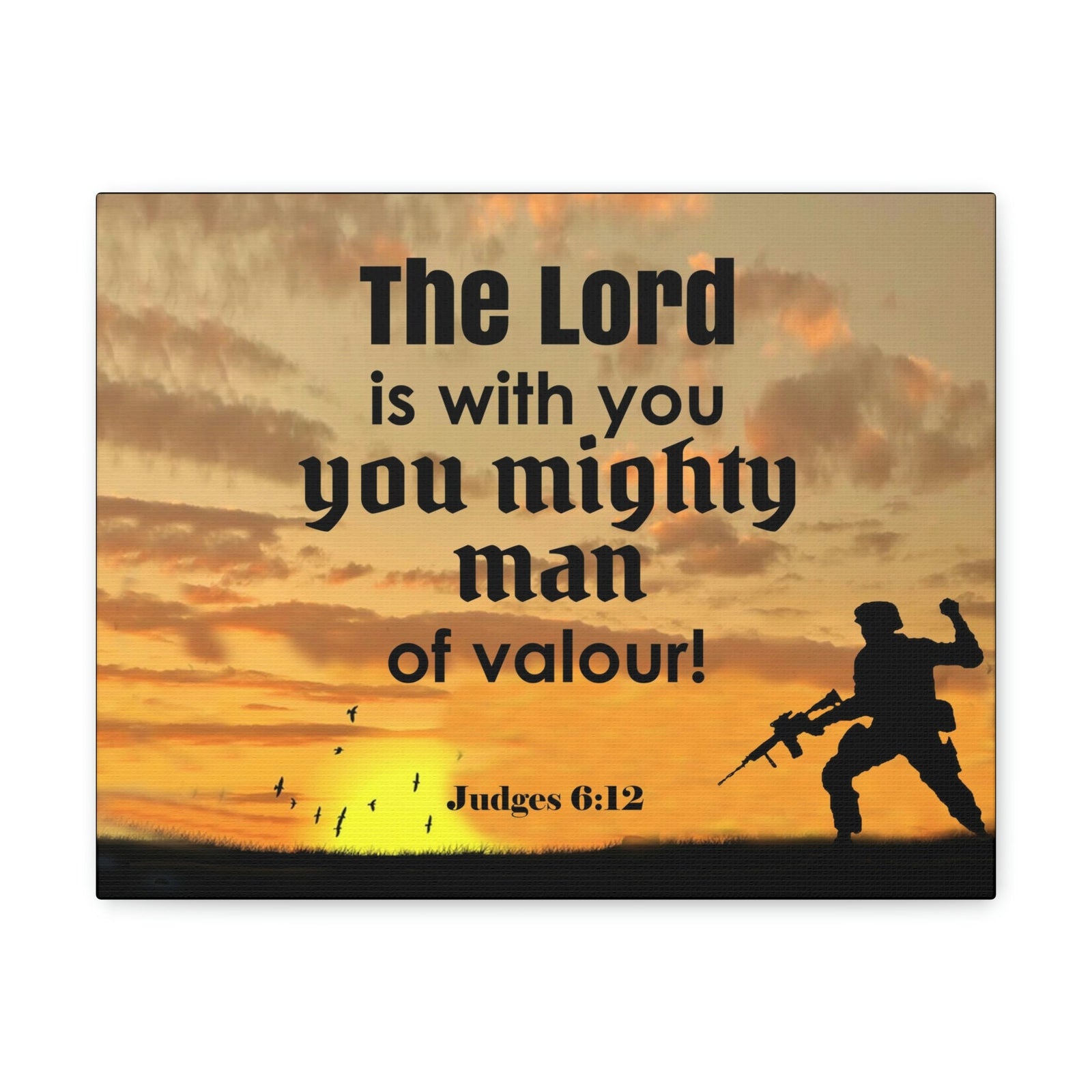 Scripture Wall Lord is with You Judges 6:12 Bible Canvas Christian Wall Art Ready to Hang Unframed-Express Your Love Gifts