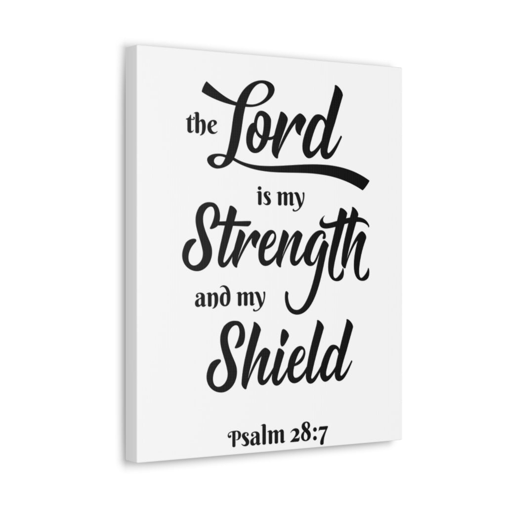 Scripture Wall The Lord Is My Strength Psalm 28:7 Bible Verse Canvas Christian Wall Art Ready To Hang Unframed-Express Your Love Gifts