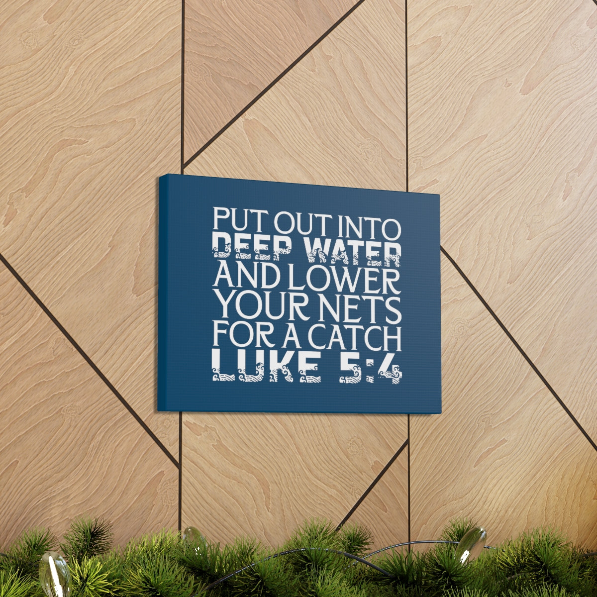 Scripture Walls A Catch Luke 5:4 Dark Teal Bible Verse Canvas Christian Wall Art Ready to Hang Unframed-Express Your Love Gifts