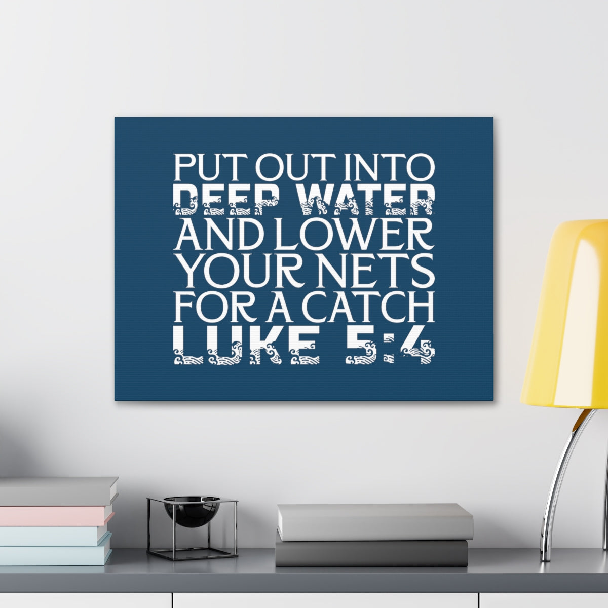 Scripture Walls A Catch Luke 5:4 Dark Teal Bible Verse Canvas Christian Wall Art Ready to Hang Unframed-Express Your Love Gifts