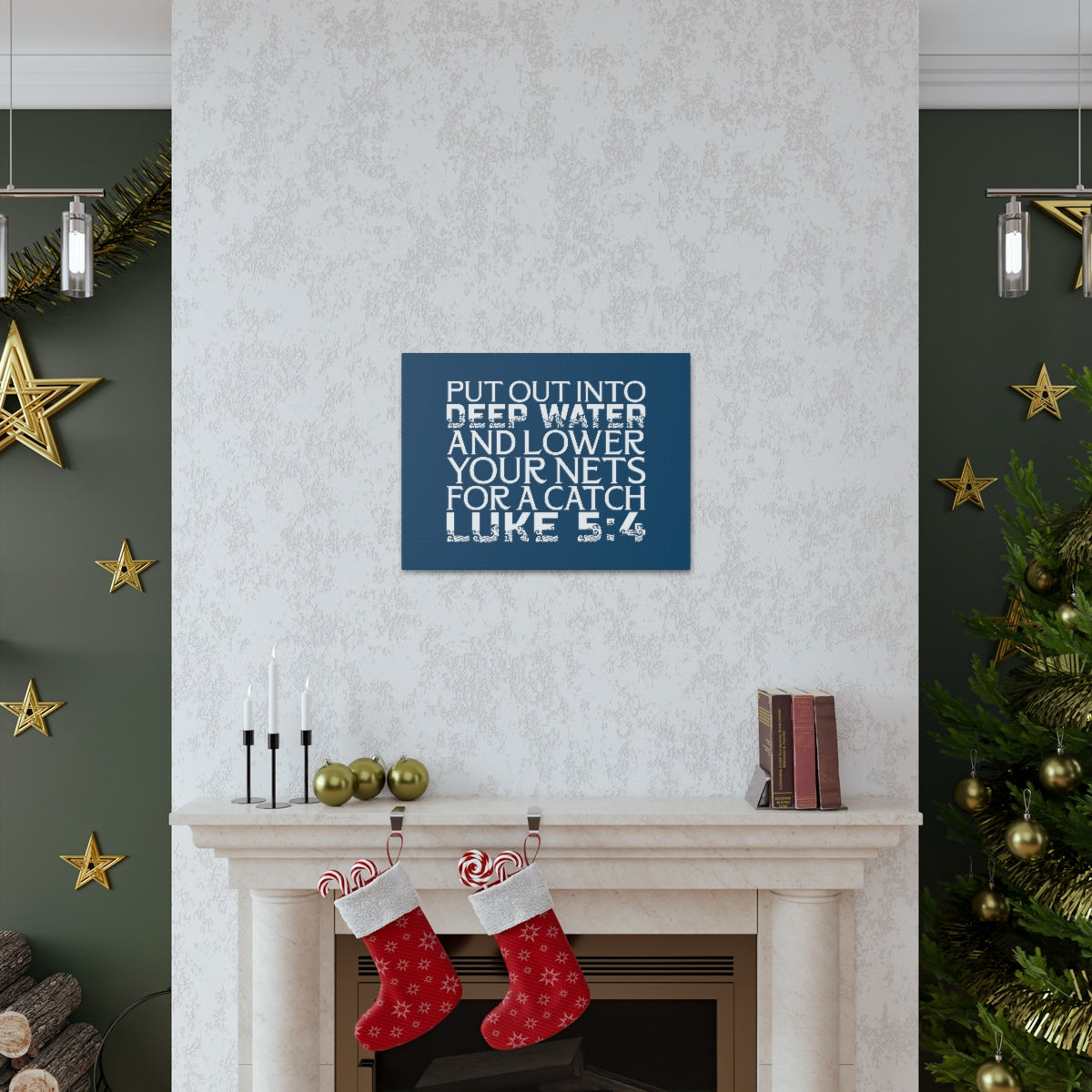 Scripture Walls A Catch Luke 5:4 Dark Teal Bible Verse Canvas Christian Wall Art Ready to Hang Unframed-Express Your Love Gifts