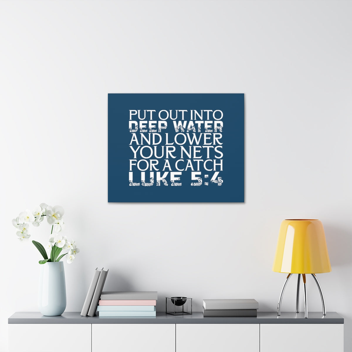 Scripture Walls A Catch Luke 5:4 Dark Teal Bible Verse Canvas Christian Wall Art Ready to Hang Unframed-Express Your Love Gifts