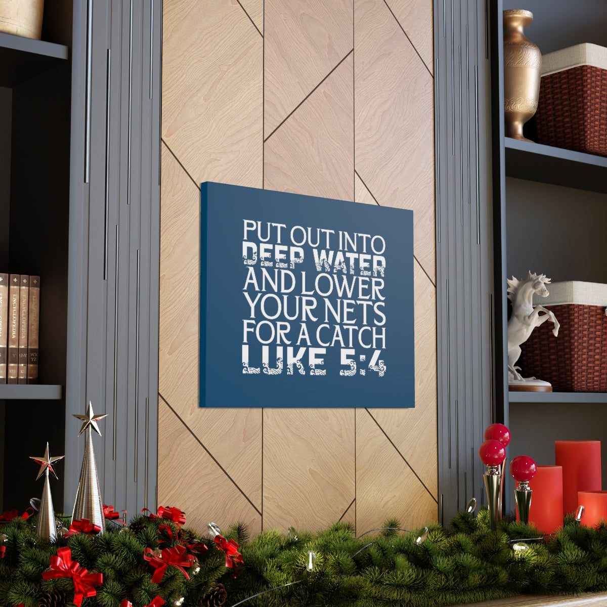 Scripture Walls A Catch Luke 5:4 Dark Teal Bible Verse Canvas Christian Wall Art Ready to Hang Unframed-Express Your Love Gifts