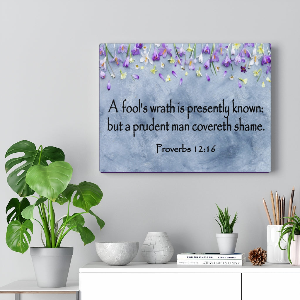 Scripture Walls A Fool's Wrath Proverbs 12:16 Bible Verse Canvas Christian Wall Art Ready to Hang Unframed-Express Your Love Gifts