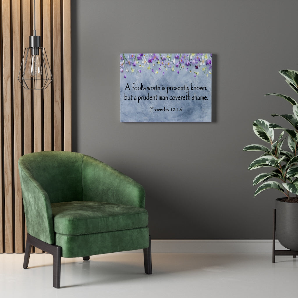 Scripture Walls A Fool's Wrath Proverbs 12:16 Bible Verse Canvas Christian Wall Art Ready to Hang Unframed-Express Your Love Gifts