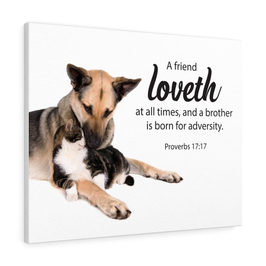 Scripture Walls A Friend at All Times Proverbs 17:17 Bible Verse Canvas Christian Wall Art Ready to Hang Unframed-Express Your Love Gifts