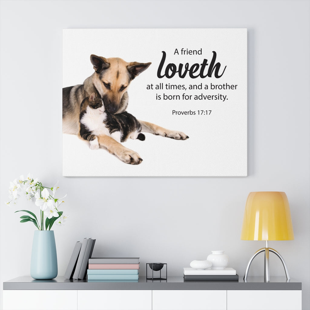 Scripture Walls A Friend at All Times Proverbs 17:17 Bible Verse Canvas Christian Wall Art Ready to Hang Unframed-Express Your Love Gifts