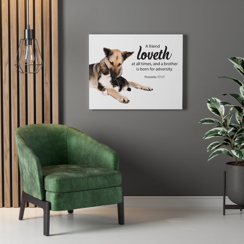Scripture Walls A Friend at All Times Proverbs 17:17 Bible Verse Canvas Christian Wall Art Ready to Hang Unframed-Express Your Love Gifts