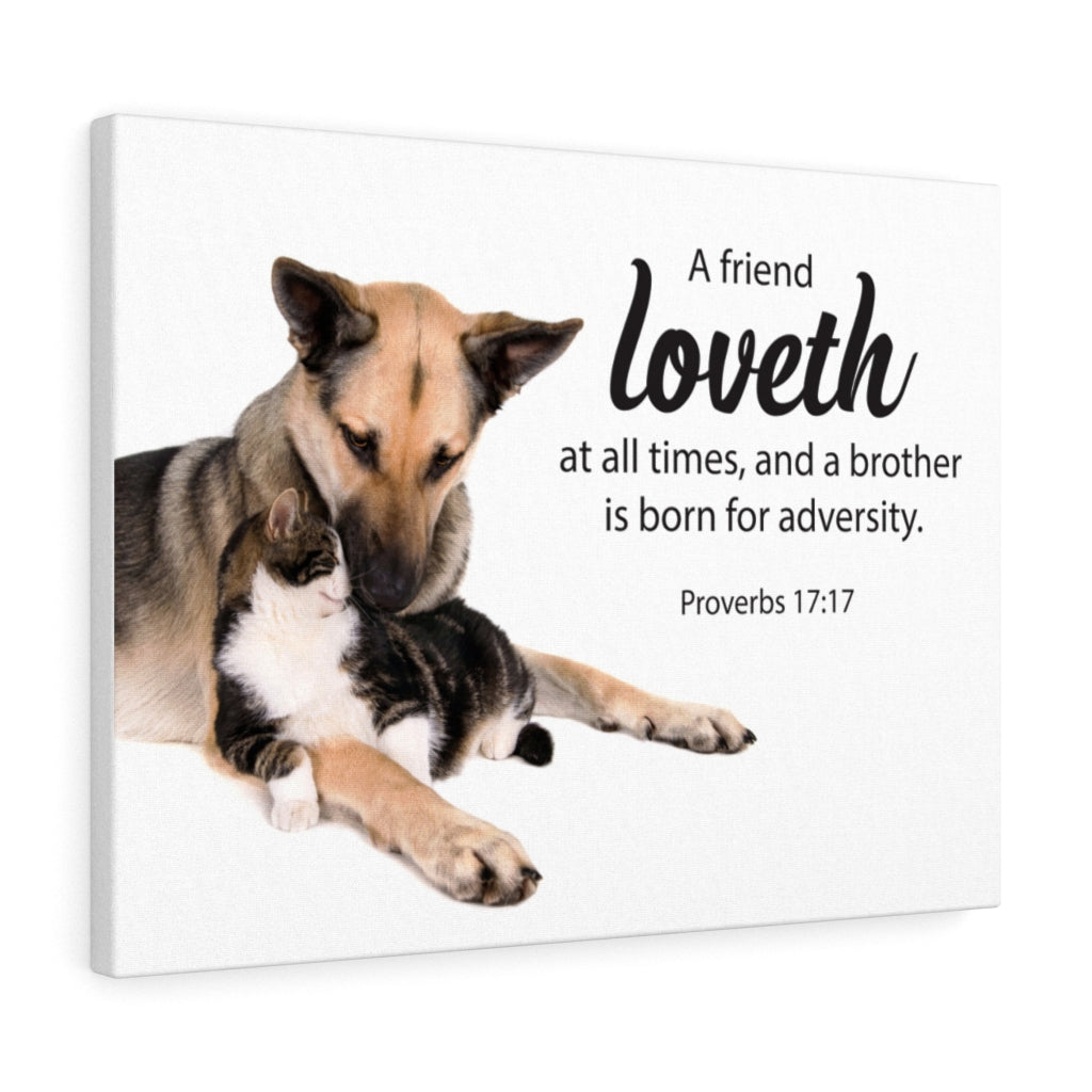 Scripture Walls A Friend at All Times Proverbs 17:17 Bible Verse Canvas Christian Wall Art Ready to Hang Unframed-Express Your Love Gifts