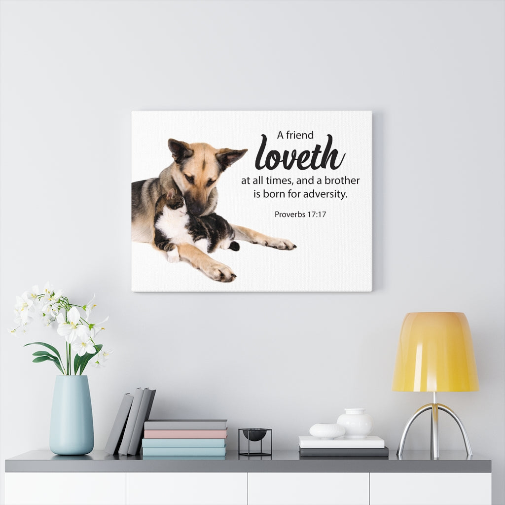 Scripture Walls A Friend at All Times Proverbs 17:17 Bible Verse Canvas Christian Wall Art Ready to Hang Unframed-Express Your Love Gifts