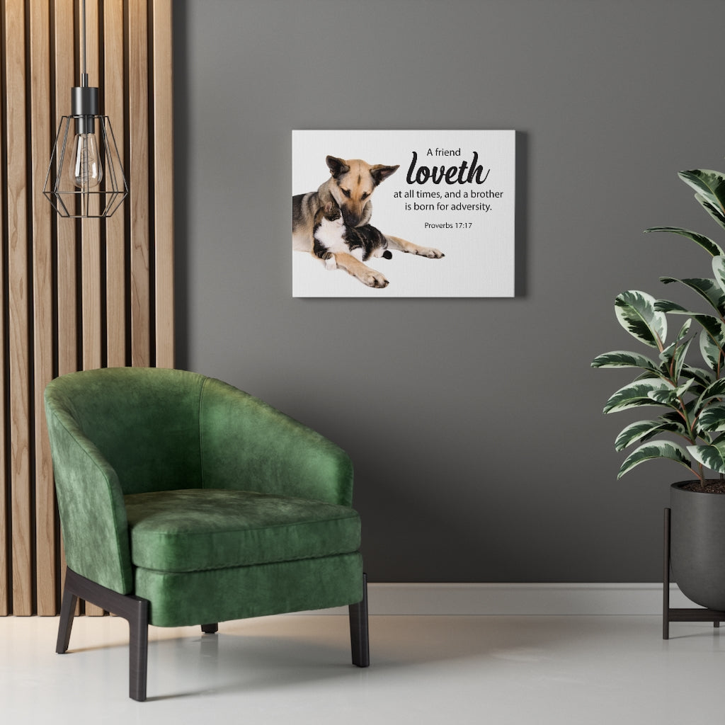 Scripture Walls A Friend at All Times Proverbs 17:17 Bible Verse Canvas Christian Wall Art Ready to Hang Unframed-Express Your Love Gifts