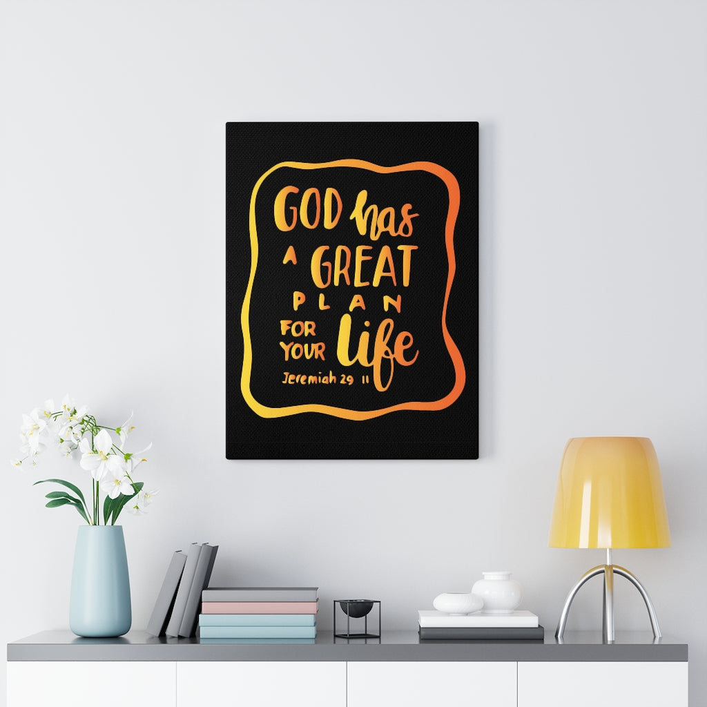 Scripture Walls A Great Plan Jeremiah 29:11 Black Bible Verse Canvas Christian Wall Art Ready to Hang Unframed-Express Your Love Gifts