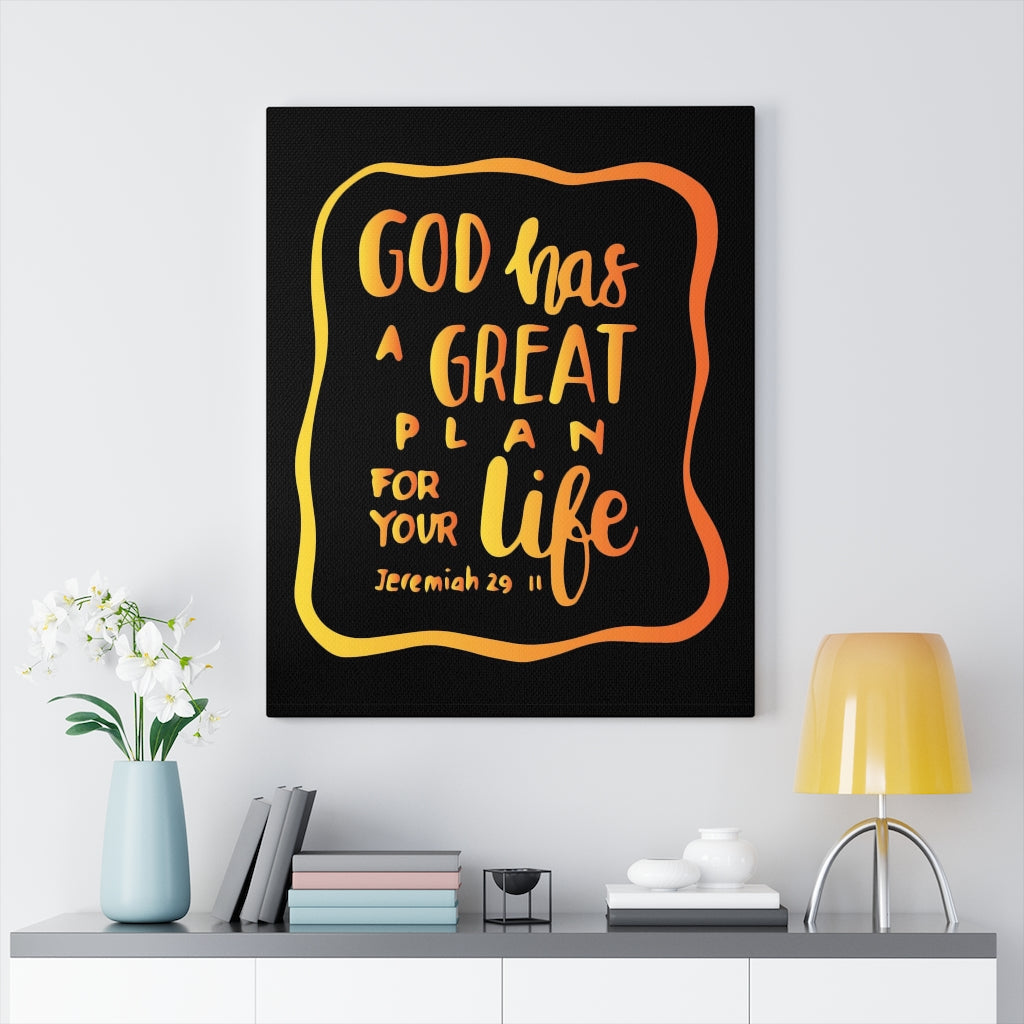Scripture Walls A Great Plan Jeremiah 29:11 Black Bible Verse Canvas Christian Wall Art Ready to Hang Unframed-Express Your Love Gifts