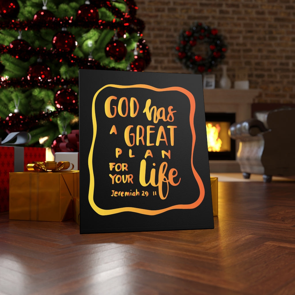 Scripture Walls A Great Plan Jeremiah 29:11 Black Bible Verse Canvas Christian Wall Art Ready to Hang Unframed-Express Your Love Gifts
