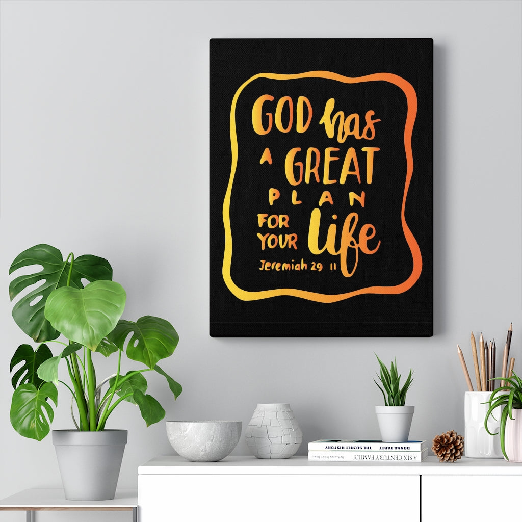 Scripture Walls A Great Plan Jeremiah 29:11 Black Bible Verse Canvas Christian Wall Art Ready to Hang Unframed-Express Your Love Gifts