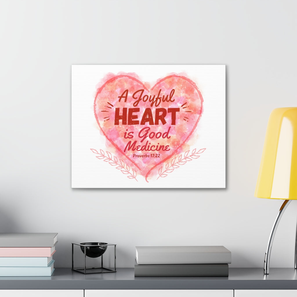 Scripture Walls A Joyful Heart Proverbs 17:22 Bible Verse Canvas Christian Wall Art Ready to Hang Unframed-Express Your Love Gifts