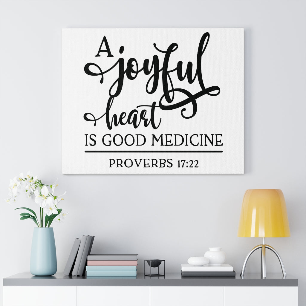 Scripture Walls A Joyful Heart Proverbs 17:22 Simple Bible Verse Canvas Christian Wall Art Ready to Hang Unframed-Express Your Love Gifts