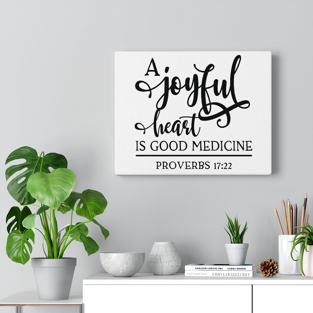 Scripture Walls A Joyful Heart Proverbs 17:22 Simple Bible Verse Canvas Christian Wall Art Ready to Hang Unframed-Express Your Love Gifts