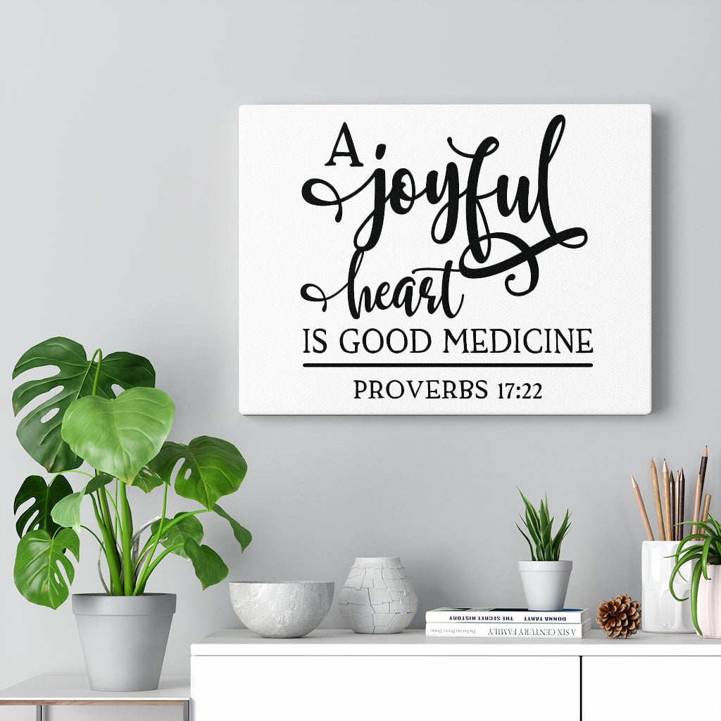 Scripture Walls A Joyful Heart Proverbs 17:22 Simple Bible Verse Canvas Christian Wall Art Ready to Hang Unframed-Express Your Love Gifts