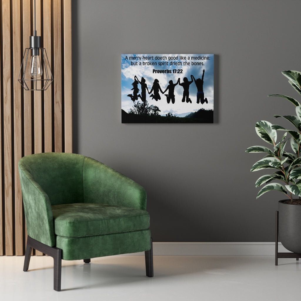 Scripture Walls A Merry Heart Proverbs 17:22 Bible Verse Canvas Christian Wall Art Ready to Hang Unframed-Express Your Love Gifts