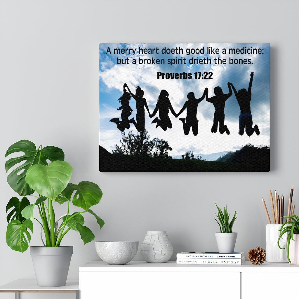 Scripture Walls A Merry Heart Proverbs 17:22 Bible Verse Canvas Christian Wall Art Ready to Hang Unframed-Express Your Love Gifts