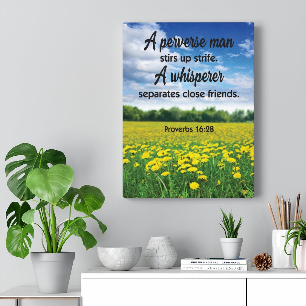 Scripture Walls A Perverse Man Proverbs 16:28 Bible Verse Canvas Christian Wall Art Ready to Hang Unframed-Express Your Love Gifts