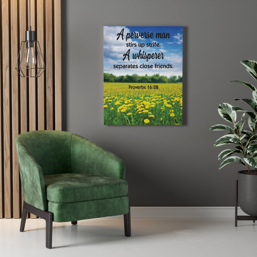 Scripture Walls A Perverse Man Proverbs 16:28 Bible Verse Canvas Christian Wall Art Ready to Hang Unframed-Express Your Love Gifts