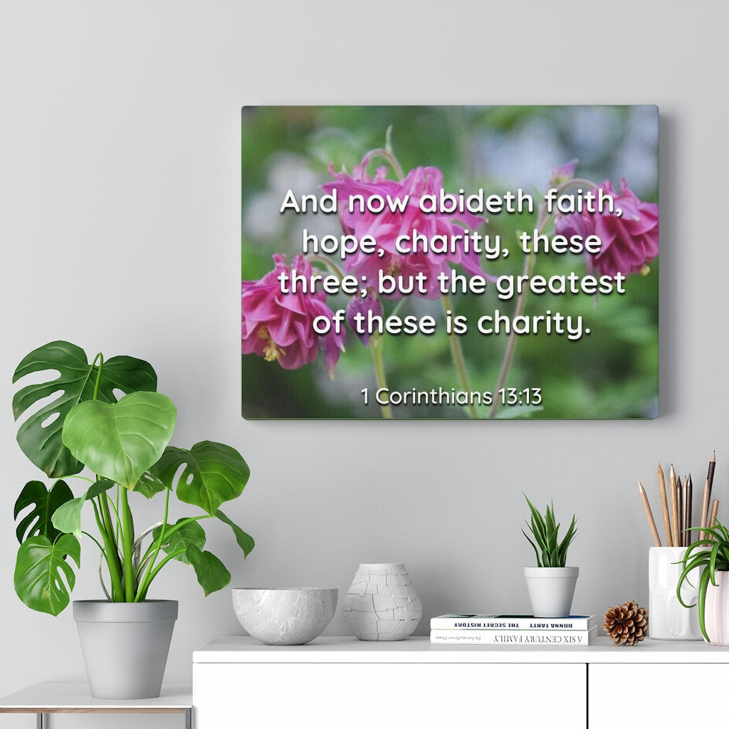 Scripture Walls Abideth Faith Hope Charity 1 Corinthians 13:13 Bible Verse Canvas Christian Wall Art Ready to Hang Unframed-Express Your Love Gifts
