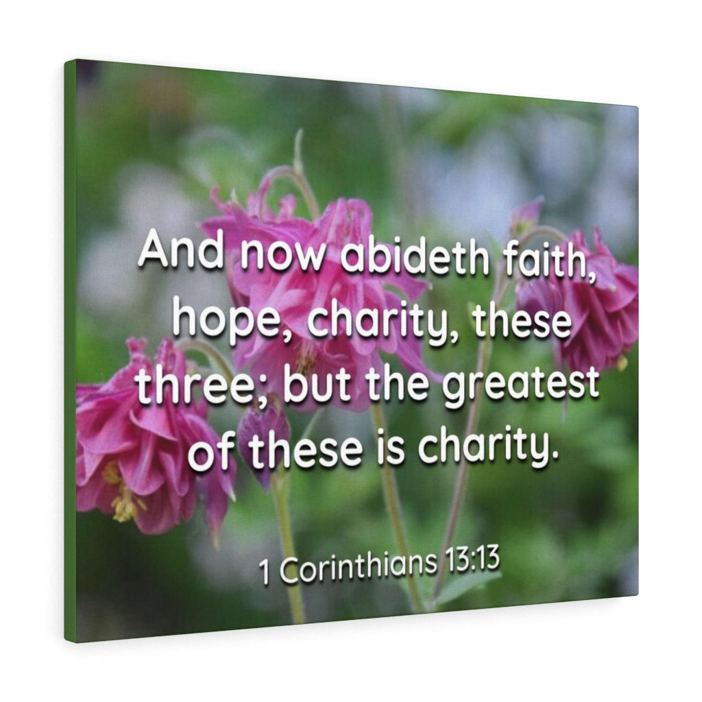 Scripture Walls Abideth Faith Hope Charity 1 Corinthians 13:13 Bible Verse Canvas Christian Wall Art Ready to Hang Unframed-Express Your Love Gifts