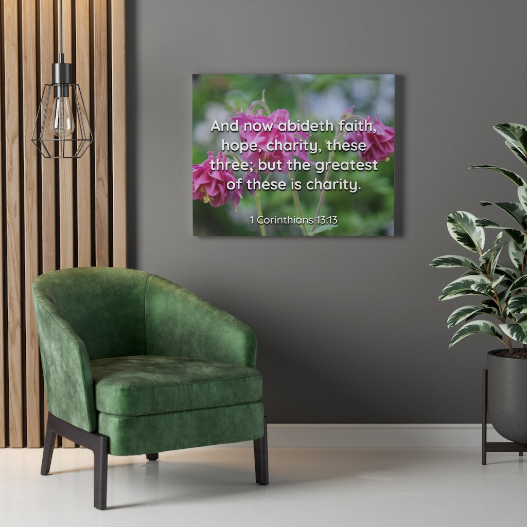 Scripture Walls Abideth Faith Hope Charity 1 Corinthians 13:13 Bible Verse Canvas Christian Wall Art Ready to Hang Unframed-Express Your Love Gifts